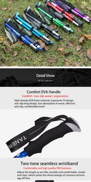 1 bâton télescopique de randonnée / marche nordique pliable en 5 sections 250g l'unité "Anyfashion - Tanerdd" - | Planète Rando