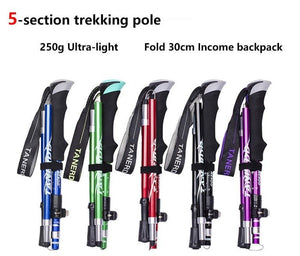 1 bâton télescopique de randonnée / marche nordique pliable en 5 sections 250g l'unité "Anyfashion - Tanerdd" - | Planète Rando