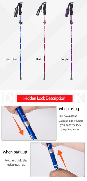 1 bâton télescopique de randonnée / marche nordique pliable en 5 sections 250g l'unité "Anyfashion - Tanerdd" - | Planète Rando