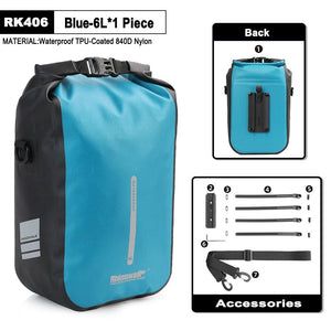 1 sacoche de fourche à dégagement rapide 100% imperméable 4L / 6L "Rhinowalk - RK404/406" - Bleu ciel / 6L | Planète Rando