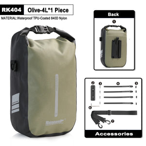 1 sacoche de fourche à dégagement rapide 100% imperméable 4L / 6L "Rhinowalk - RK404/406" - Olive / 4L | Planète Rando