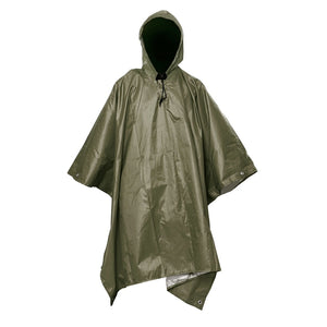 Un poncho d'extérieur Tomshoo vert sur fond blanc.