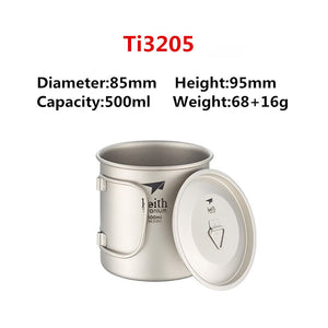 Tasse en titane ultralégère avec poignée pliante (à partir de 60g et 300ml) "Keith - cup" - 500ml | Planète Rando