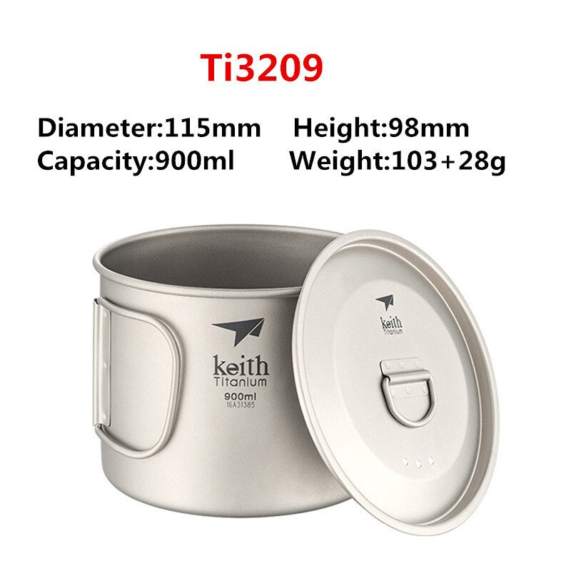 Tasse en titane ultralégère avec poignée pliante (à partir de 60g et 300ml) "Keith - cup" - 900ml | Planète Rando