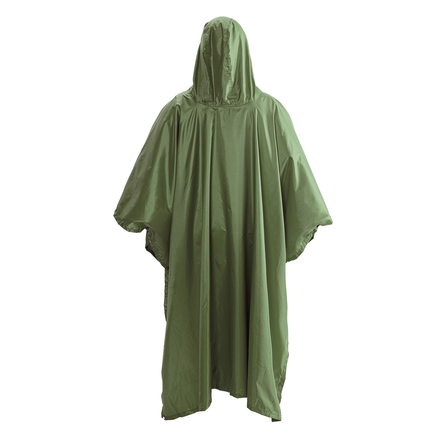 Un poncho de pluie vert Tomshoo pour les activités de plein air sur fond blanc.