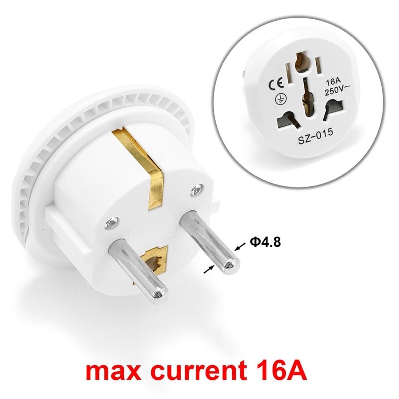 Adaptateur de prise UE / AU / UK / US / convertisseur de voyage "DelightFire - SZ015" - Blanc | Planète Rando