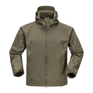 Blouson tactique, polaire / softshell à capuche imperméable pour homme "NANCY TINO - Tactical" - Vert foncé / S | Planète Rando