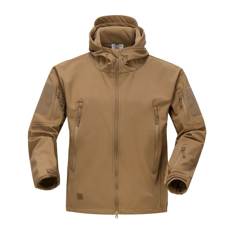 Blouson tactique, polaire / softshell à capuche imperméable pour homme "NANCY TINO - Tactical" - Khaki / S | Planète Rando