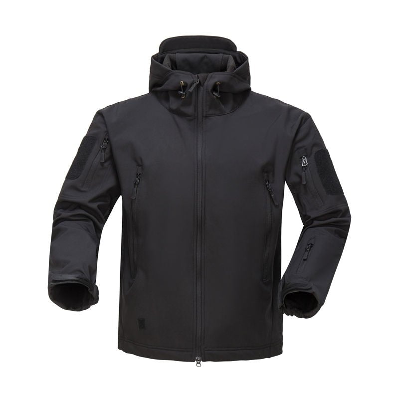 Blouson tactique, polaire / softshell à capuche imperméable pour homme "NANCY TINO - Tactical" - Noir / S | Planète Rando