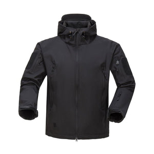 Blouson tactique, polaire / softshell à capuche imperméable pour homme "NANCY TINO - Tactical" - Noir / S | Planète Rando