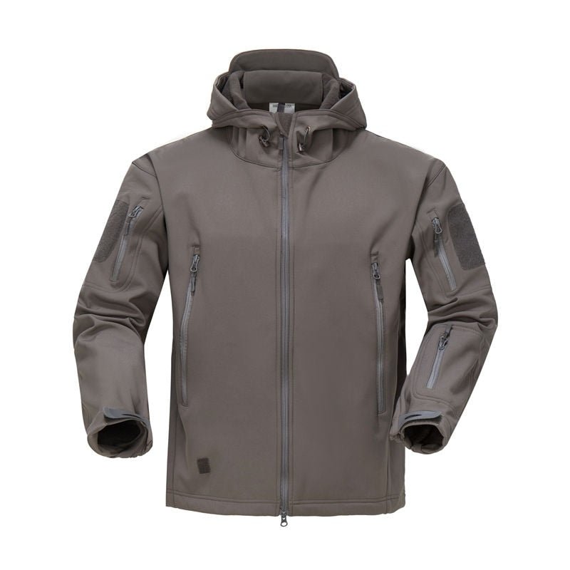 Blouson tactique, polaire / softshell à capuche imperméable pour homme "NANCY TINO - Tactical" - Gris foncé / S | Planète Rando