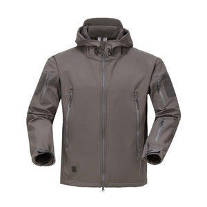 Blouson tactique, polaire / softshell à capuche imperméable pour homme "NANCY TINO - Tactical" - Gris foncé / S | Planète Rando