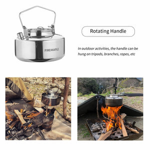 Bouilloire / théière de camping en acier inoxydable (Inox) de haute qualité 0,8l / 295g "Fire-Maple - S304" - | Planète Rando