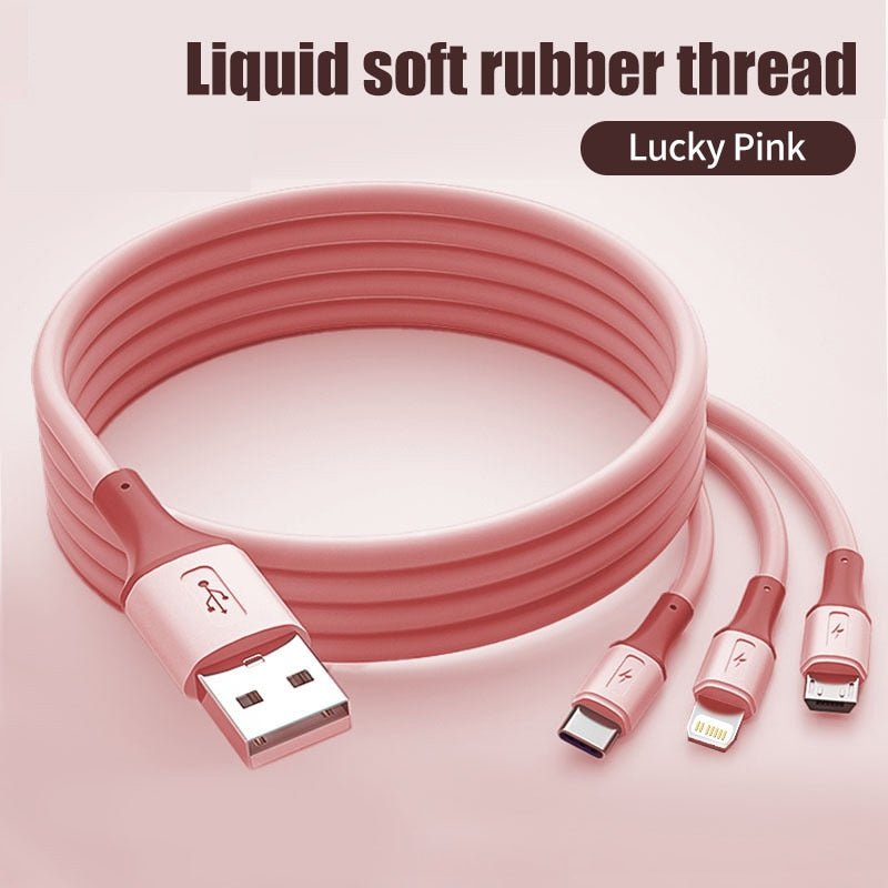 Câble 3 en 1 pour recharge rapide smartphone usb-c / micro / iPhone "OLAF - USB 3A" - Rose / 0.5m | Planète Rando