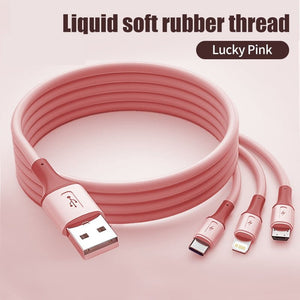 Câble 3 en 1 pour recharge rapide smartphone usb-c / micro / iPhone "OLAF - USB 3A" - Rose / 0.5m | Planète Rando