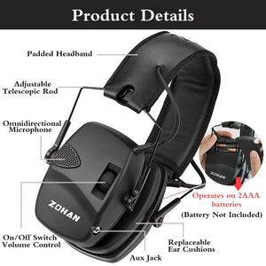 Casque anti-bruit professionnel NRR 22dB avec prise d'entrée audio jack 3,5 mm "Zohan - EM026" - | Planète Rando