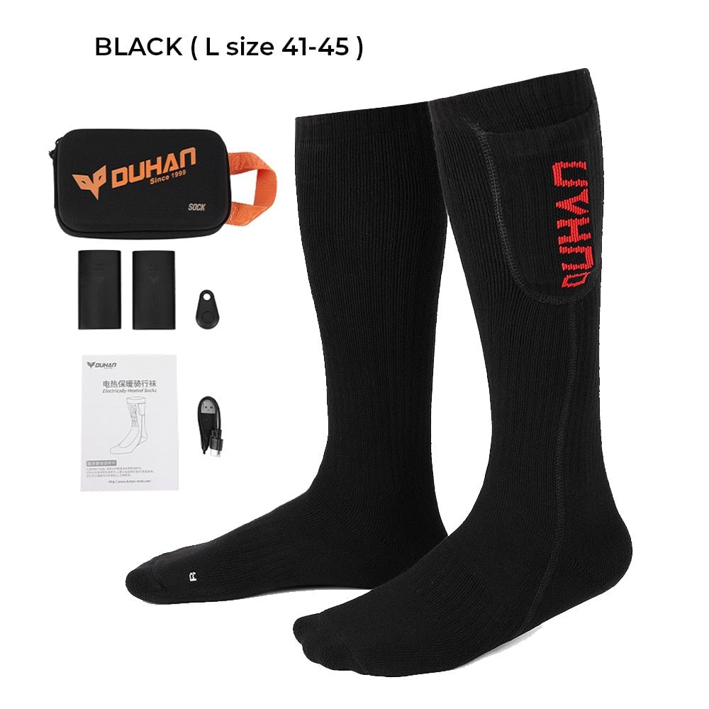 Chaussettes chauffantes électriques avec télécommande et batterie rechargeable "Kemi moto - Smart control" - Noir / L | Planète Rando