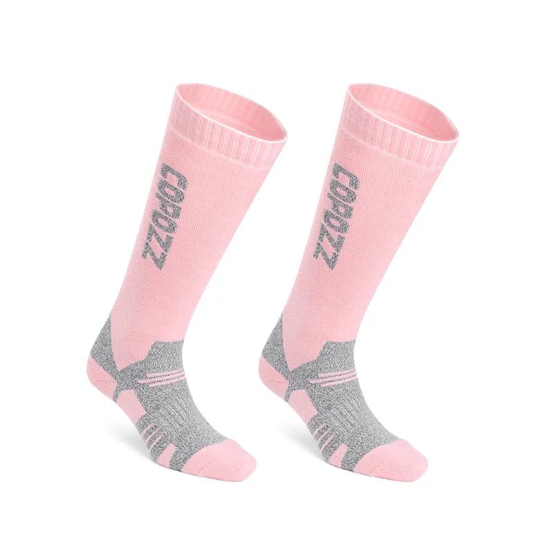 Chaussettes de ski thermiques en laine merinos pour homme et femme "COPOZZ - Ski socks" - Rose / S | Planète Rando