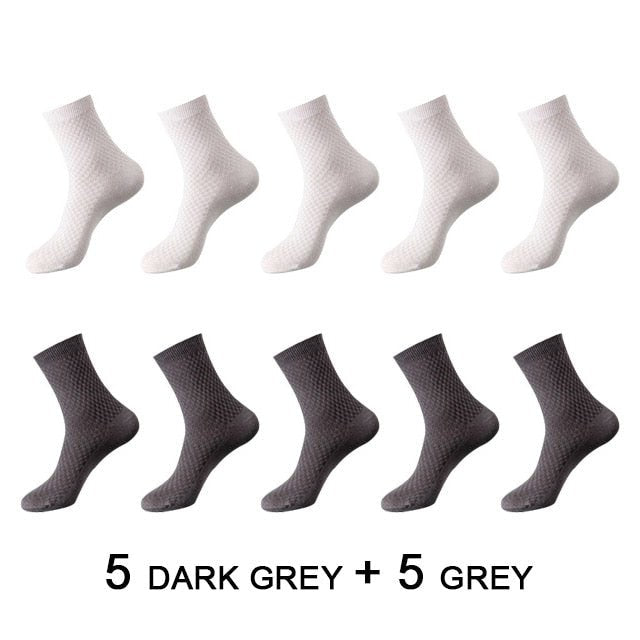 Chaussettes en fibre de bambou / lot de 10 pairs pour homme "ZTOET - Bamboo" - 5 gris - 5 gris foncé | Planète Rando