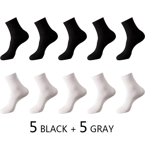 Chaussettes en fibre de bambou / lot de 10 pairs pour homme "ZTOET - Bamboo" - 5 noir - 5 gris | Planète Rando