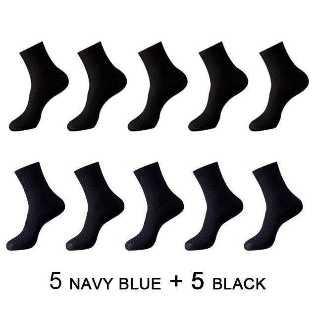 Chaussettes en fibre de bambou / lot de 10 pairs pour homme "ZTOET - Bamboo" - 5 noir - 5 bleu navy | Planète Rando