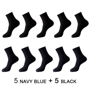 Chaussettes en fibre de bambou / lot de 10 pairs pour homme "ZTOET - Bamboo" - 5 noir - 5 bleu navy | Planète Rando