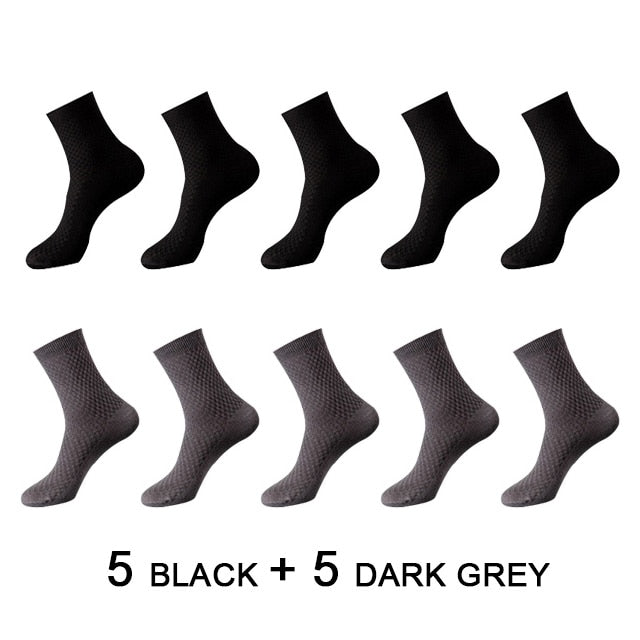 Chaussettes en fibre de bambou / lot de 10 pairs pour homme "ZTOET - Bamboo" - 5 noir - 5 gris foncé | Planète Rando