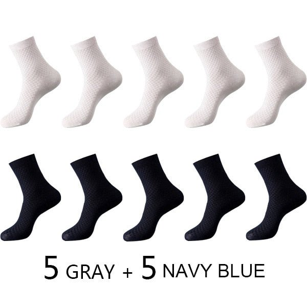 Chaussettes en fibre de bambou / lot de 10 pairs pour homme "ZTOET - Bamboo" - 5 gris - 5 bleu navy | Planète Rando