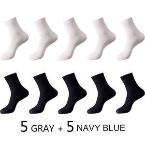 Chaussettes en fibre de bambou / lot de 10 pairs pour homme "ZTOET - Bamboo" - 5 gris - 5 bleu navy | Planète Rando