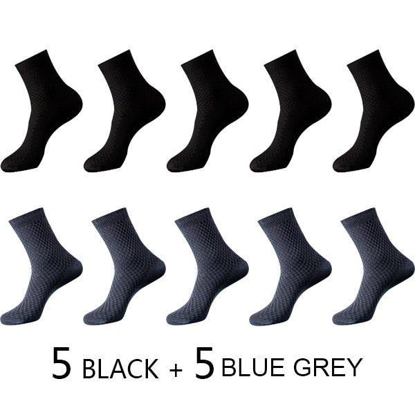 Chaussettes en fibre de bambou / lot de 10 pairs pour homme "ZTOET - Bamboo" - 5 noir - 5 bleu foncé | Planète Rando