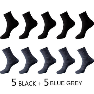 Chaussettes en fibre de bambou / lot de 10 pairs pour homme "ZTOET - Bamboo" - 5 noir - 5 bleu foncé | Planète Rando