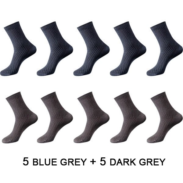 Chaussettes en fibre de bambou / lot de 10 pairs pour homme "ZTOET - Bamboo" - 5 gris foncé - 5 bleu foncé | Planète Rando