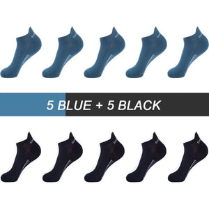 Chaussettes respirantes en coton, lot de 10 paires "ZTOET - Sport" - 5 noir - 5 bleu / 38-43 | Planète Rando