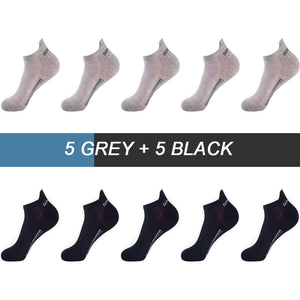 Chaussettes respirantes en coton, lot de 10 paires "ZTOET - Sport" - 5 noir - 5 gris / 38-43 | Planète Rando