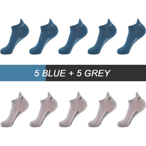 Chaussettes respirantes en coton, lot de 10 paires "ZTOET - Sport" - 5 bleu - 5 gris / 38-43 | Planète Rando
