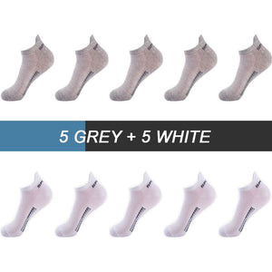 Chaussettes respirantes en coton, lot de 10 paires "ZTOET - Sport" - 5 gris - 5 blanc / 38-43 | Planète Rando