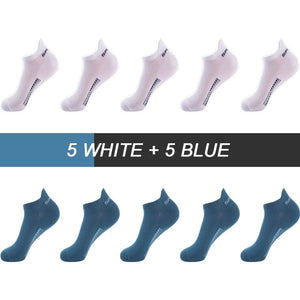 Chaussettes respirantes en coton, lot de 10 paires "ZTOET - Sport" - 5 blanc - 5 bleu / 38-43 | Planète Rando