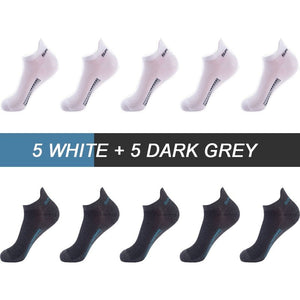 Chaussettes respirantes en coton, lot de 10 paires "ZTOET - Sport" - 5 blanc - 5 gris foncé / 38-43 | Planète Rando