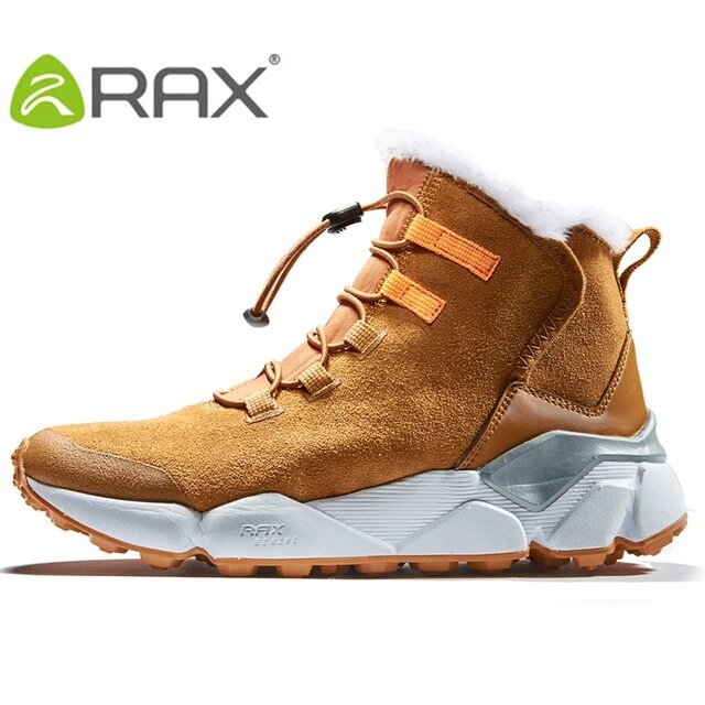 Chaussures de randonnée en cuir véritable chaudes et imperméables pour femme "Rax - Warm" - Orange / 36 | Planète Rando