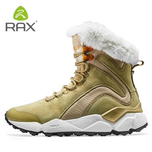 Chaussures de randonnée / montagne high-cut en cuir avec doublure polaire pour femme "Rax - Winter Hiking Boots" - Khaki / 36 | Planète Rando
