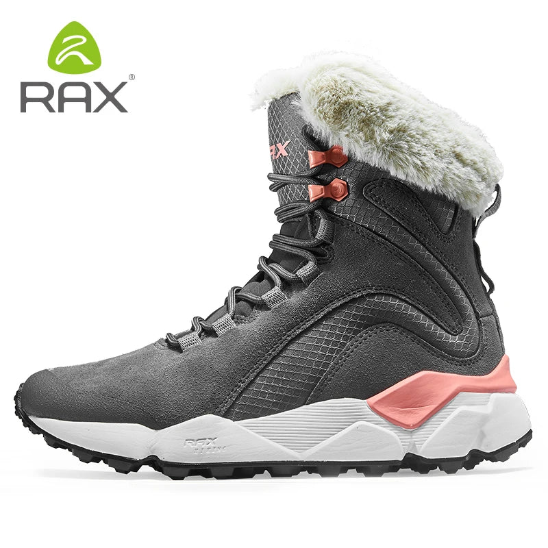 Chaussures de randonnée / montagne high-cut en cuir avec doublure polaire pour femme "Rax - Winter Hiking Boots" - Gris / 36 | Planète Rando