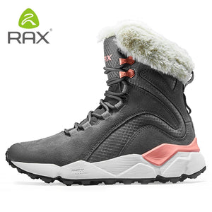 Chaussures de randonnée / montagne high-cut en cuir avec doublure polaire pour femme "Rax - Winter Hiking Boots" - Gris / 36 | Planète Rando