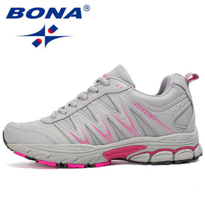 Chaussures running / sport très confortables pour femme "Bona - DMX" - Gris clair - rose / 35 | Planète Rando