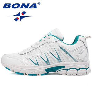 Chaussures running / sport très confortables pour femme "Bona - DMX" - Blanc - bleu ciel / 35 | Planète Rando