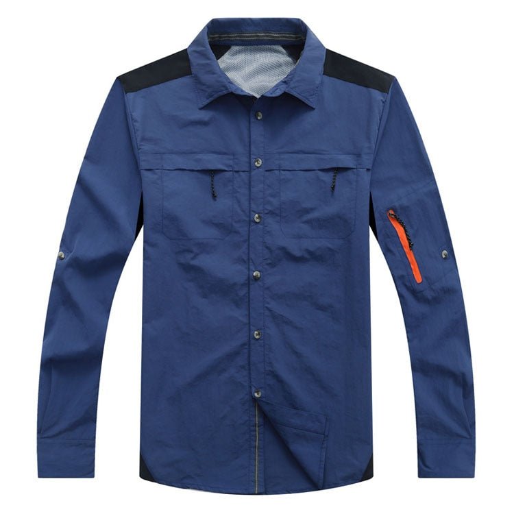 Chemise à manches longues respirante & anti-uv pour homme "TRVLWEGO - AD043" - Bleu / S | Planète Rando