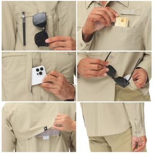 Chemises de randonnée / pêche à manches longues pour homme Quickdry UPF 50+ "Satankud - CXY23026" - Planète Rando
