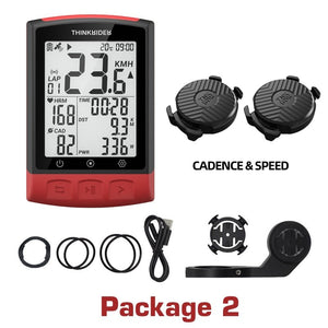 Compteur de vitesse & de puissance GPS / BEIDOU sans-fil BLE 5.0 ANT+ 68g "ThinkRider - BC108" - Package 2 | Planète Rando