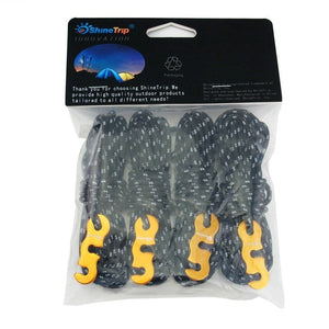 Corde à vent réfléchissante 4x4m 3mm "HONEVER - ShineTrip" - Noir | Planète Rando