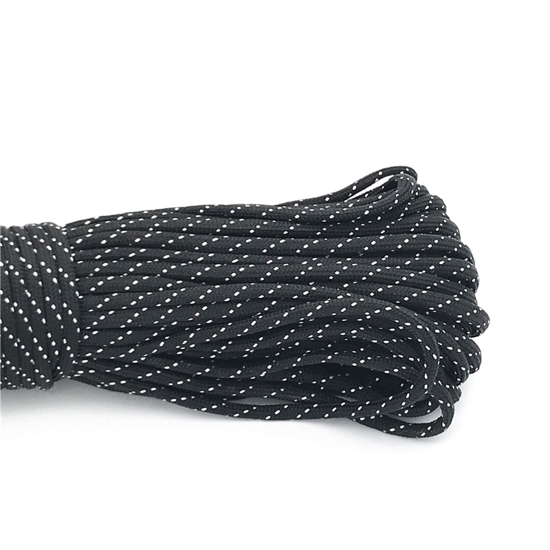 Cordon de parachute 550 à 7 brins 4mm "Loogu – Paracorde bushcraft" - Noir - blanc / 5M | Planète Rando