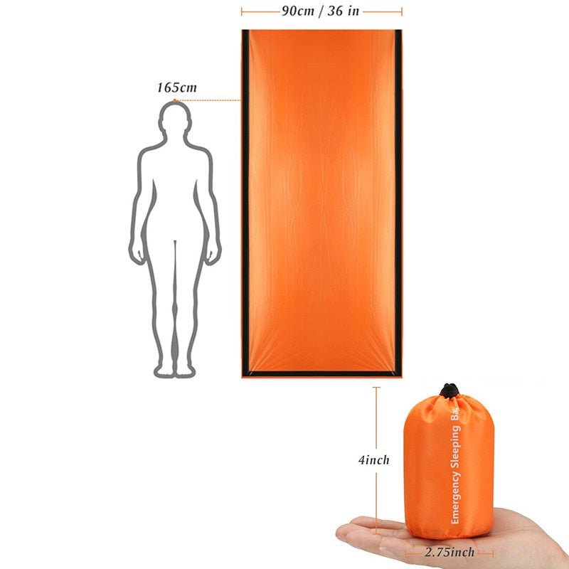 Couverture de survie en Mylar / sac de couche d'urgence imperméable "Bivy bag" - Orange | Planète Rando
